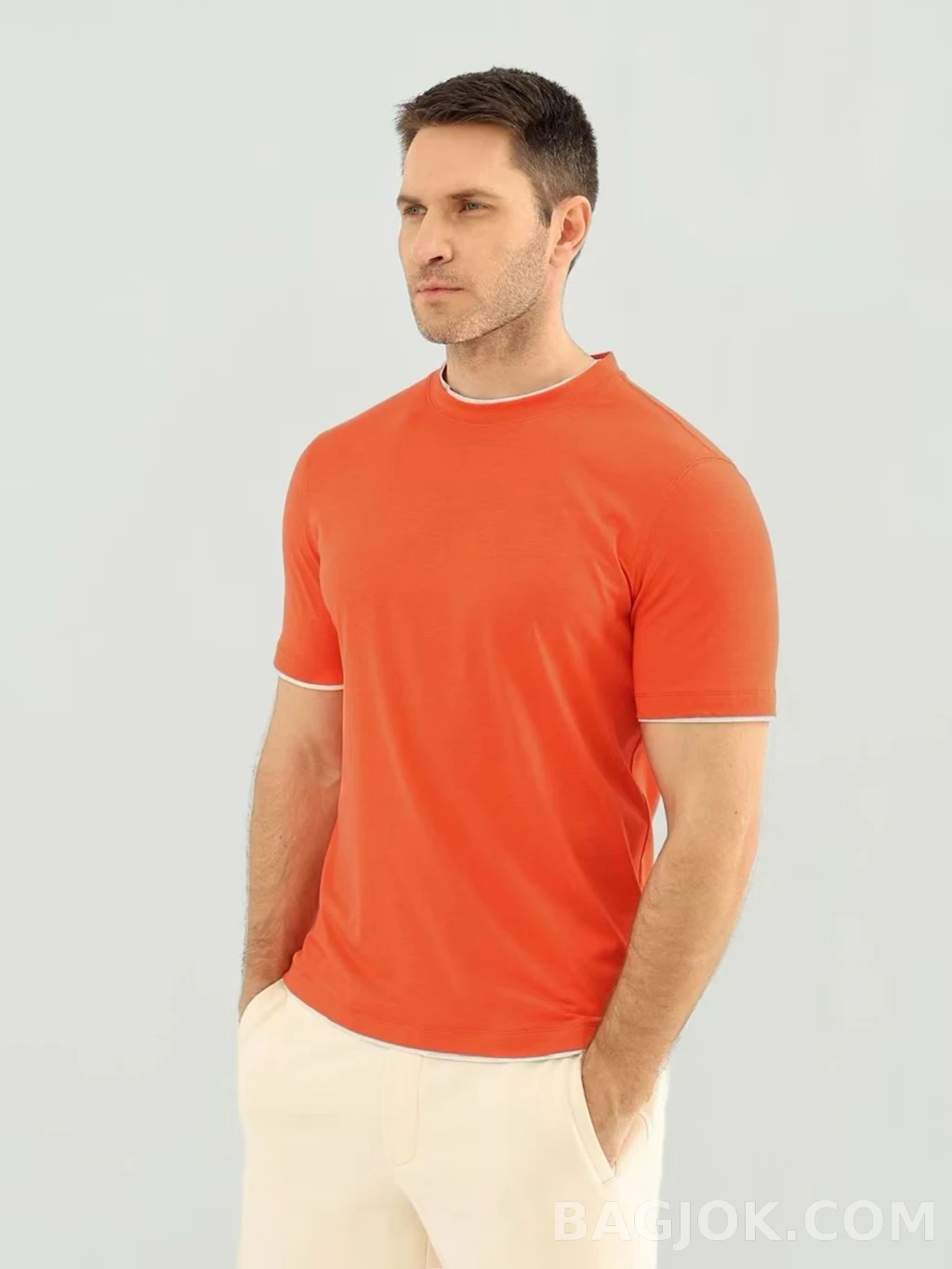 브루넬로 쿠치넬리 Brunello Cucinelli 코튼 크루넥 티셔츠 상세 이미지