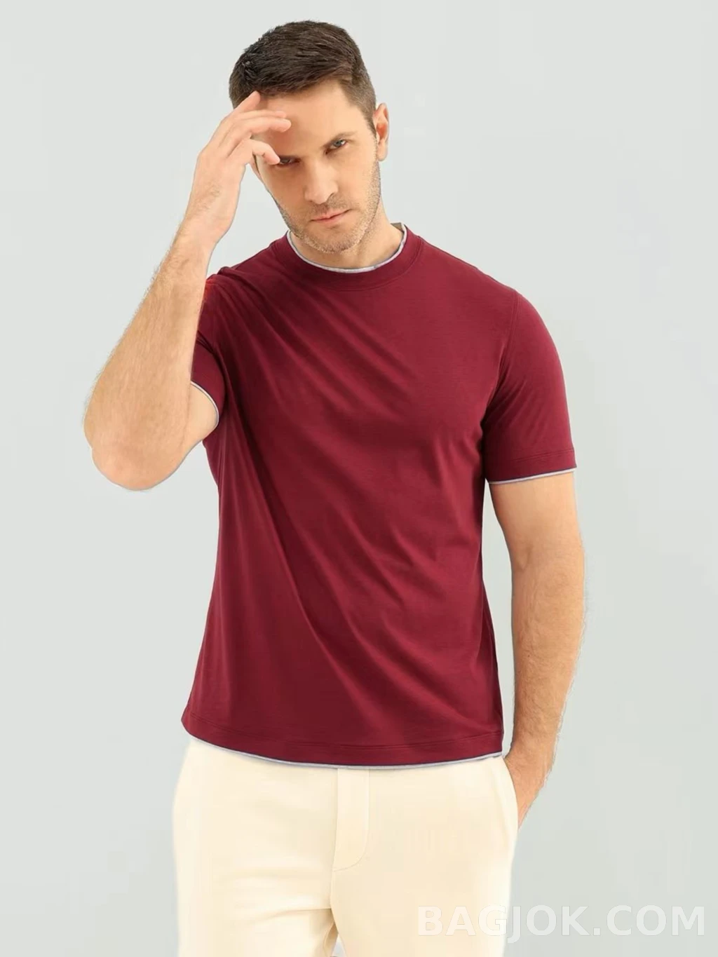 브루넬로 쿠치넬리 Brunello Cucinelli 코튼 크루넥 티셔츠 상세 이미지