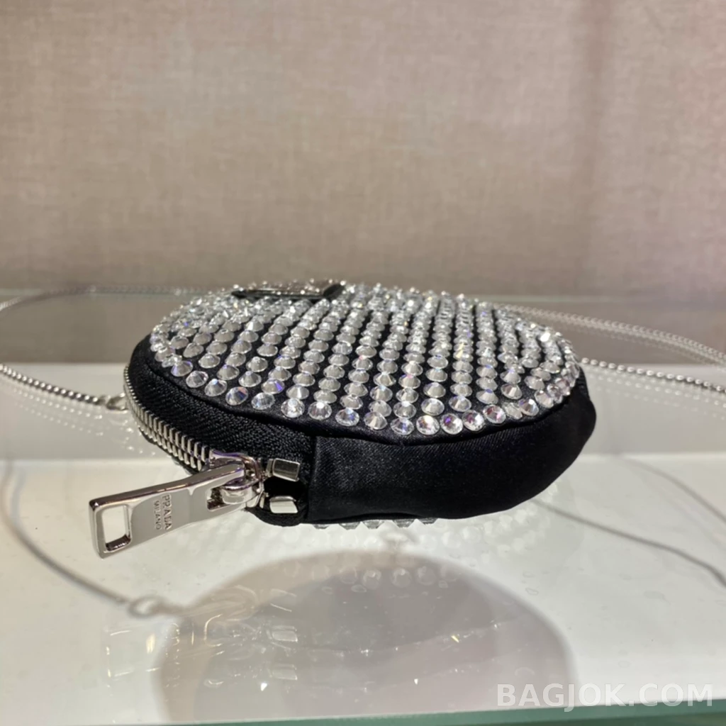 프라다 Prada 미니 라운드 코인 파우치 크리스탈 상세 이미지