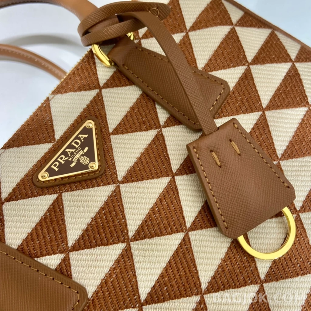 프라다 Prada 자수 패브릭 스몰 갤러리아 백 사피아노 상세 이미지