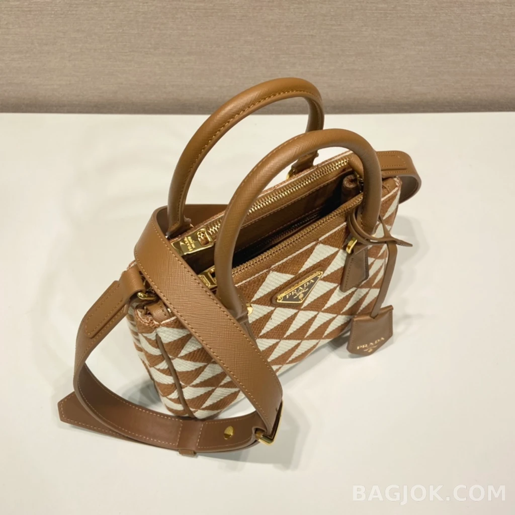 프라다 Prada 자수 패브릭 미니 갤러리아 백 사피아노 상세 이미지