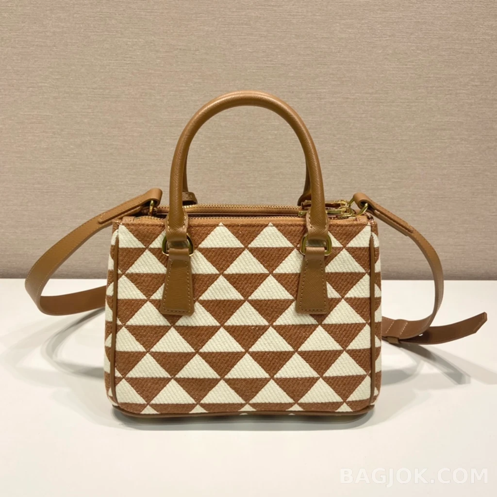 프라다 Prada 자수 패브릭 미니 갤러리아 백 사피아노 상세 이미지