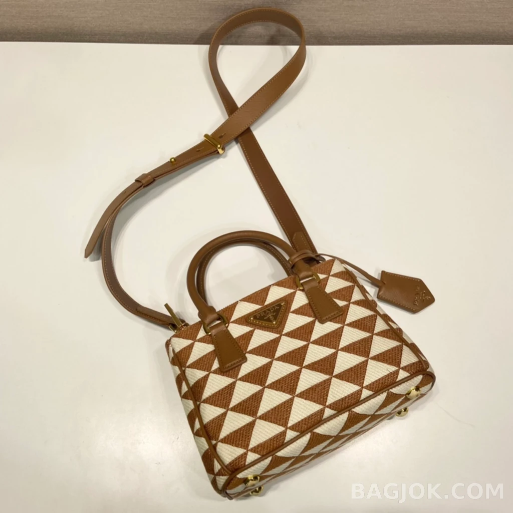 프라다 Prada 자수 패브릭 미니 갤러리아 백 사피아노 상세 이미지