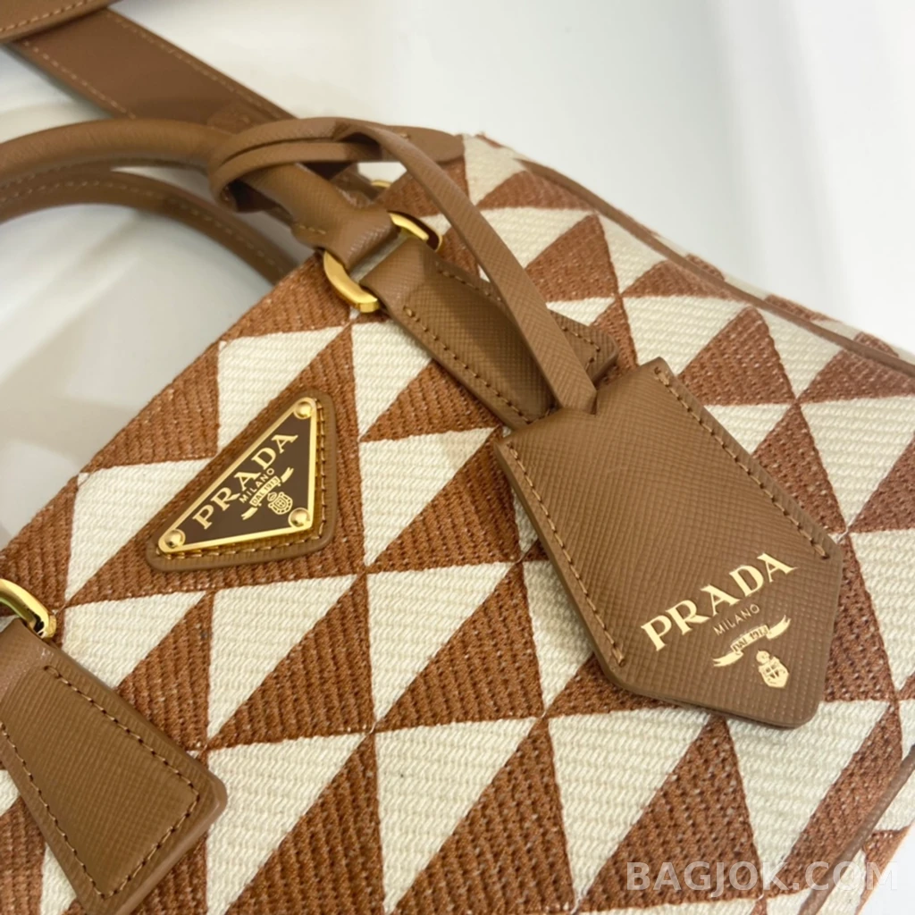 프라다 Prada 자수 패브릭 미니 갤러리아 백 사피아노 상세 이미지