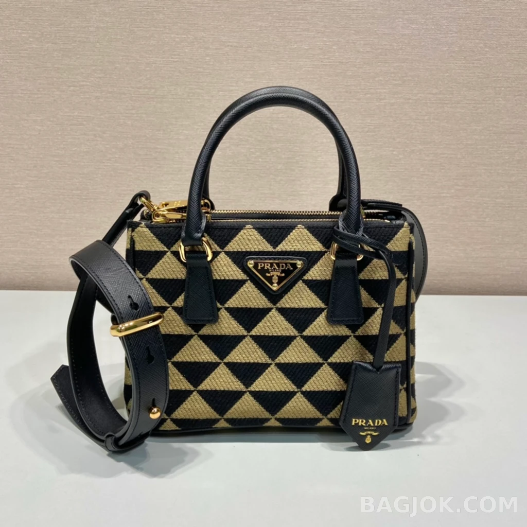 프라다 Prada 자수 패브릭 미니 갤러리아 백 사피아노 상세 이미지