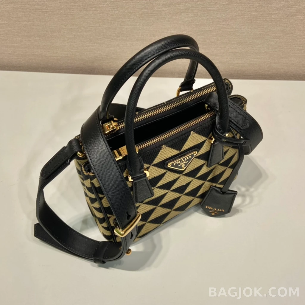 프라다 Prada 자수 패브릭 미니 갤러리아 백 사피아노 상세 이미지