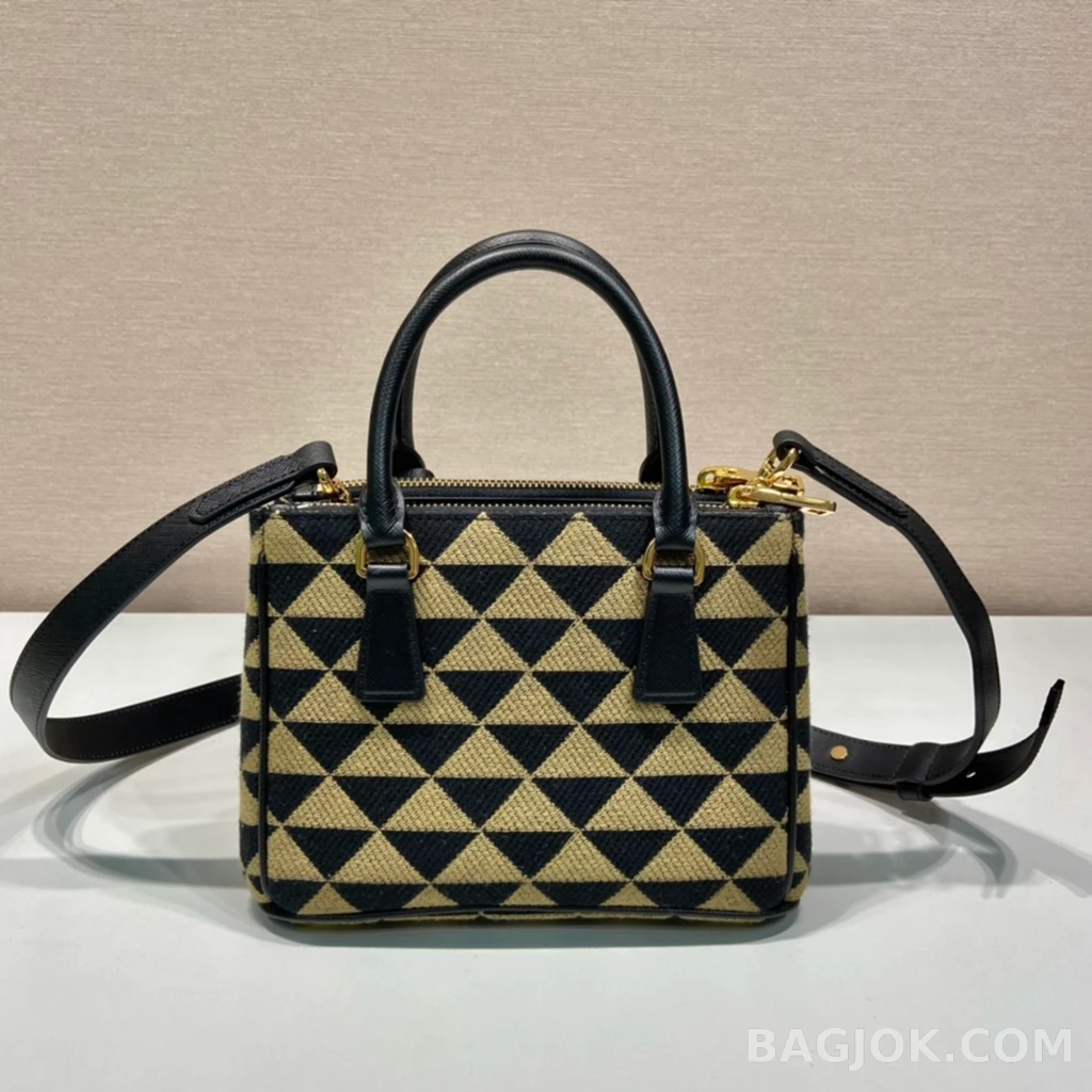 프라다 Prada 자수 패브릭 미니 갤러리아 백 사피아노 상세 이미지