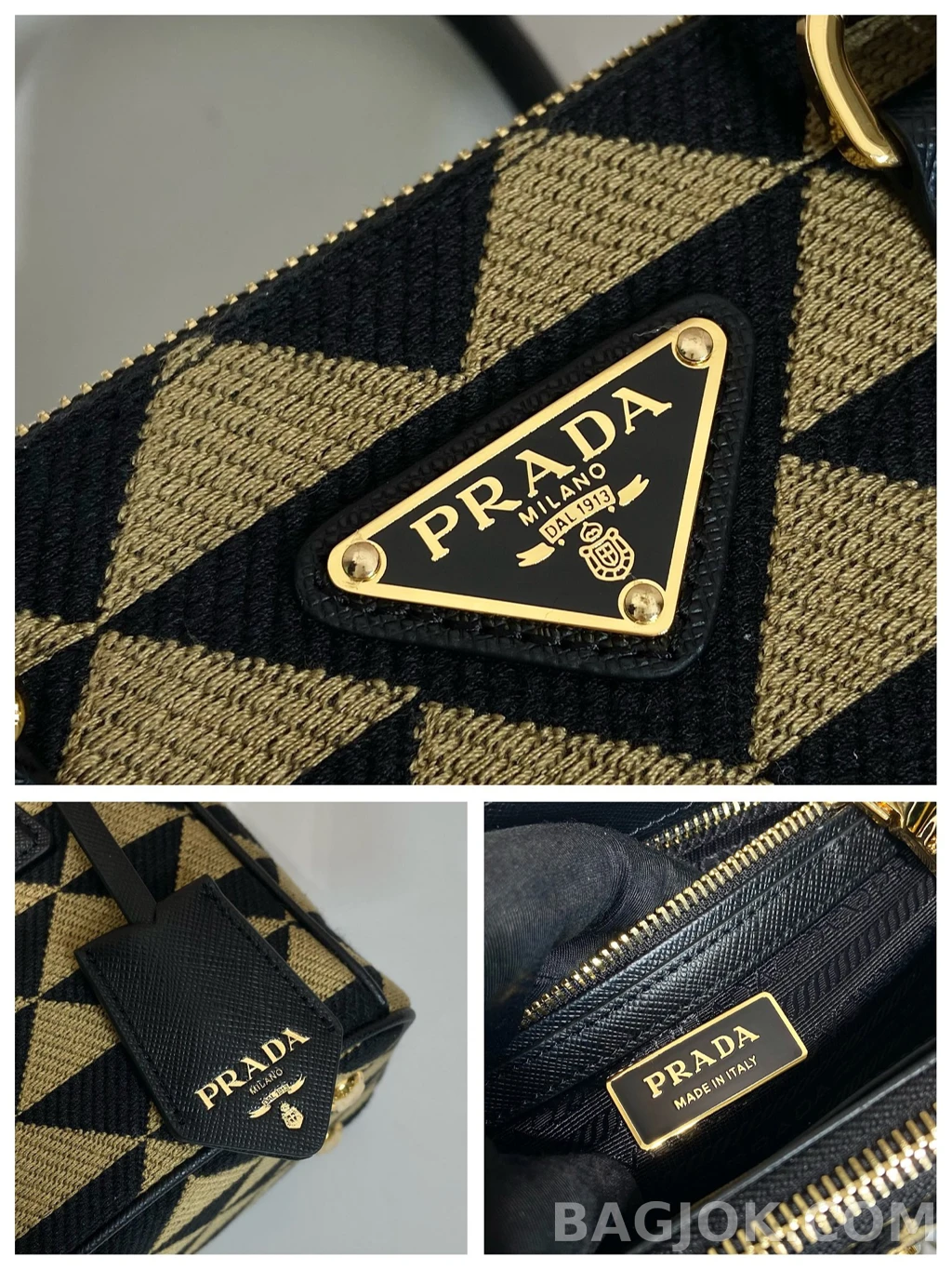 프라다 Prada 자수 패브릭 미니 갤러리아 백 사피아노 상세 이미지