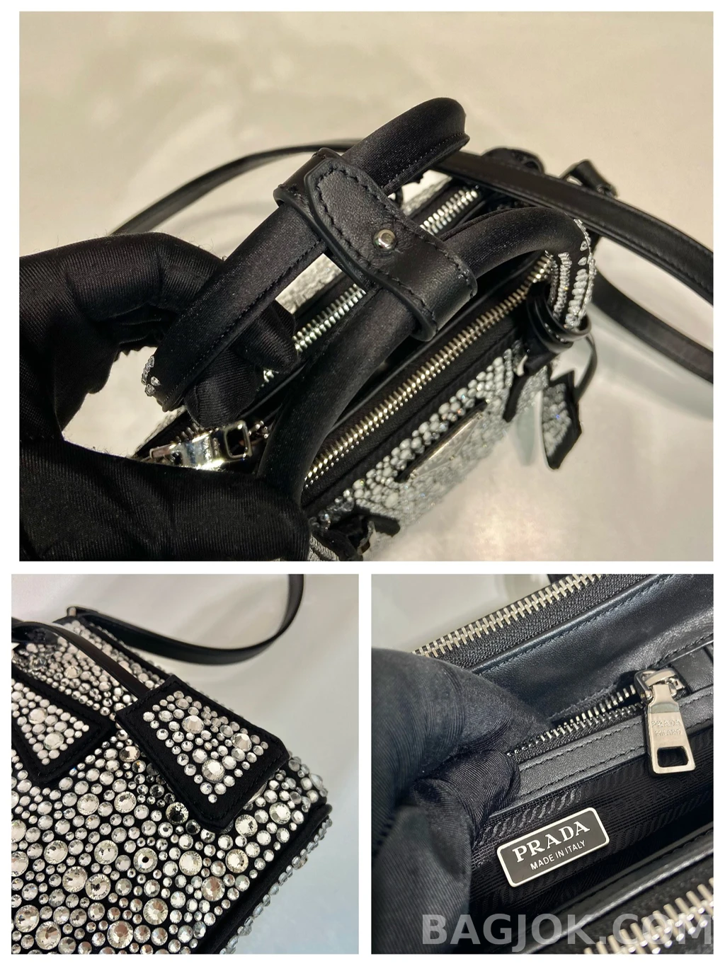 프라다 Prada 크리스탈 새틴 미니 갤러리아백 상세 이미지