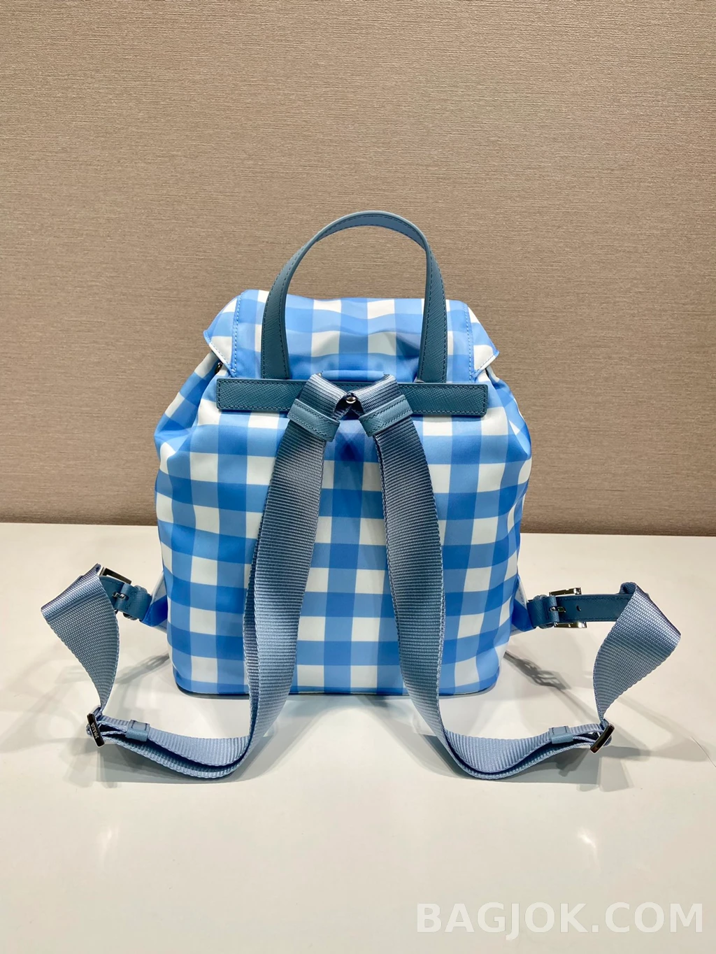 프라다 Prada 체크 패턴 패러슈트 백팩 상세 이미지