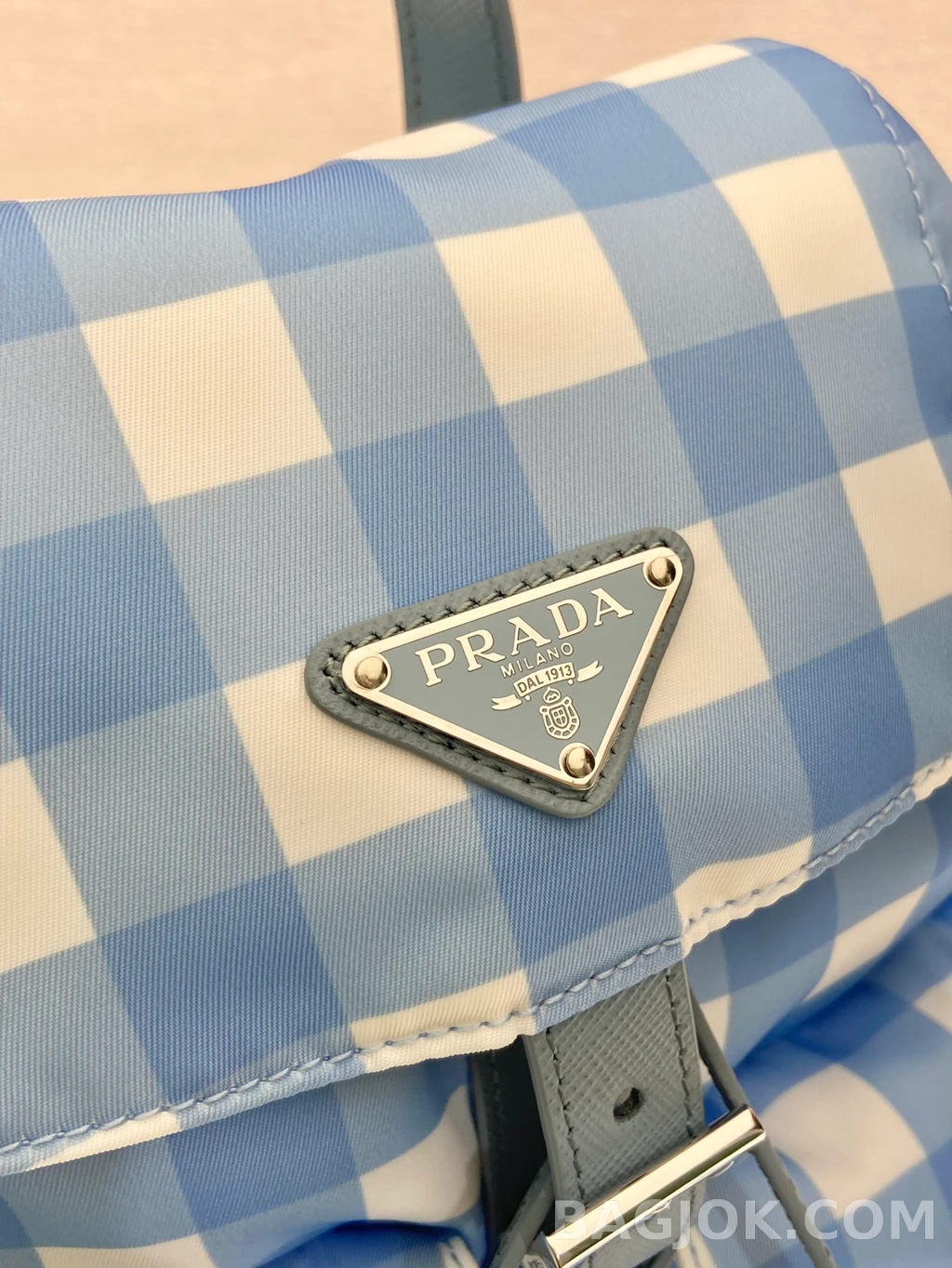 프라다 Prada 체크 패턴 패러슈트 백팩 상세 이미지