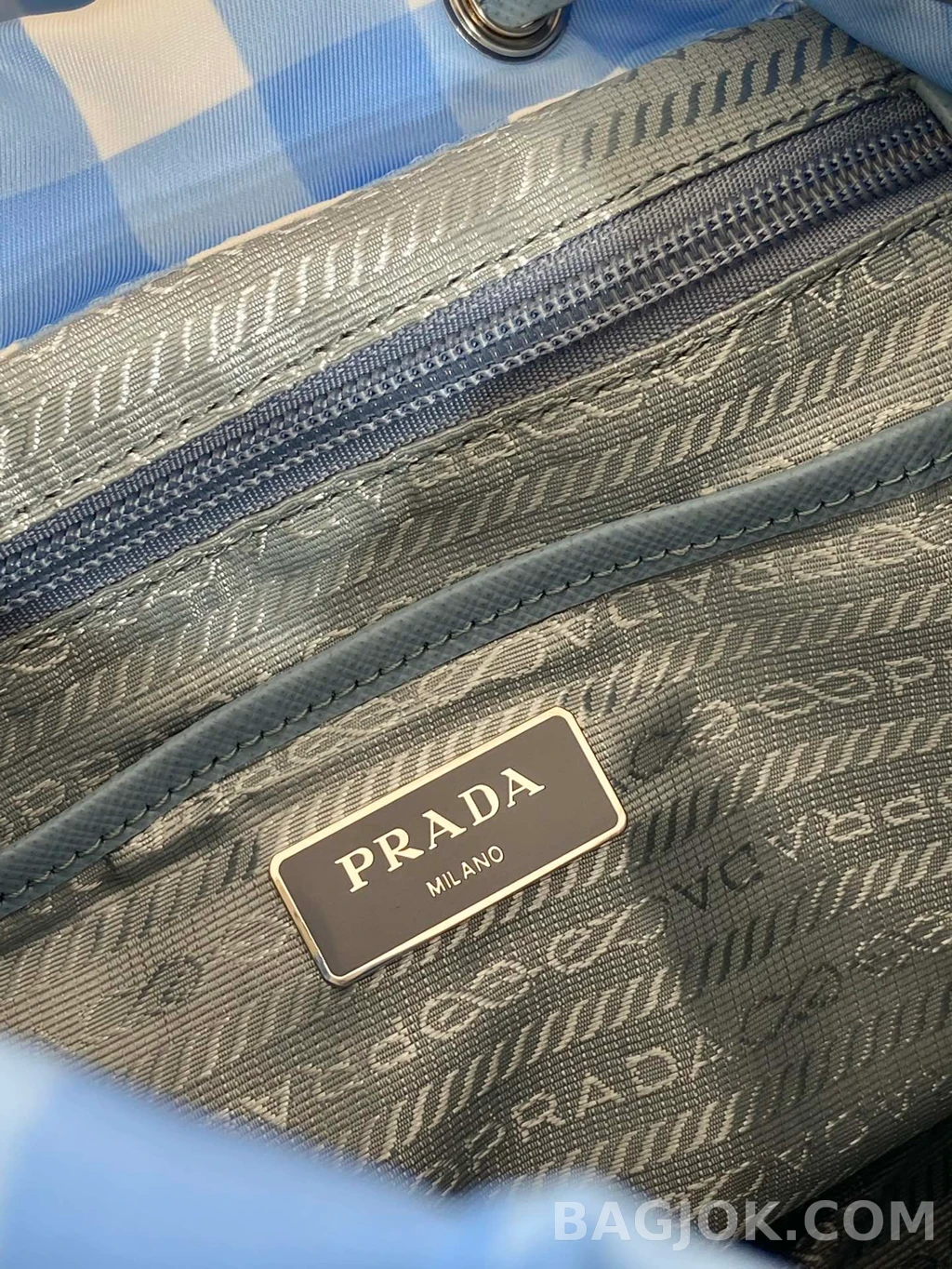 프라다 Prada 체크 패턴 패러슈트 백팩 상세 이미지