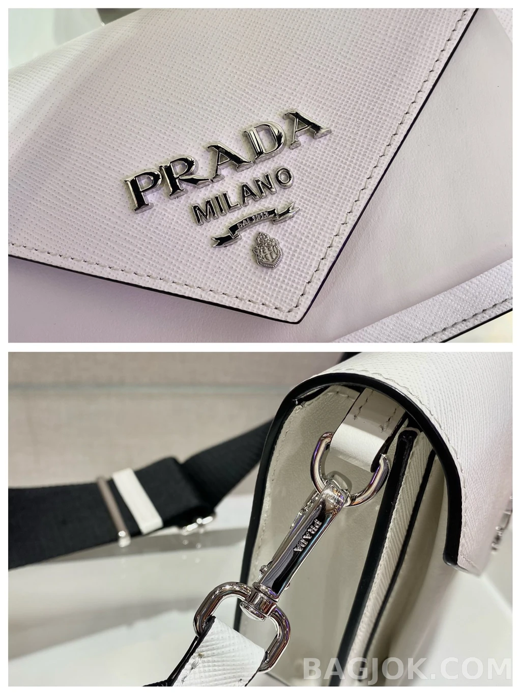 프라다 Prada 모노크롬 사피아노 엔벨롭 숄더백 상세 이미지