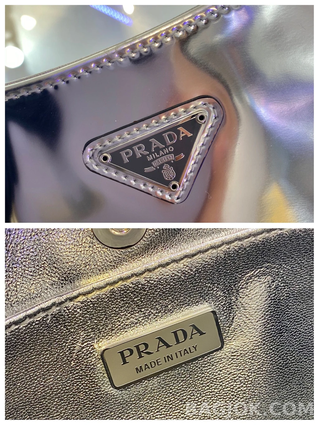 프라다 Prada 클레오 메탈릭 브러시드 호보 숄더백 상세 이미지