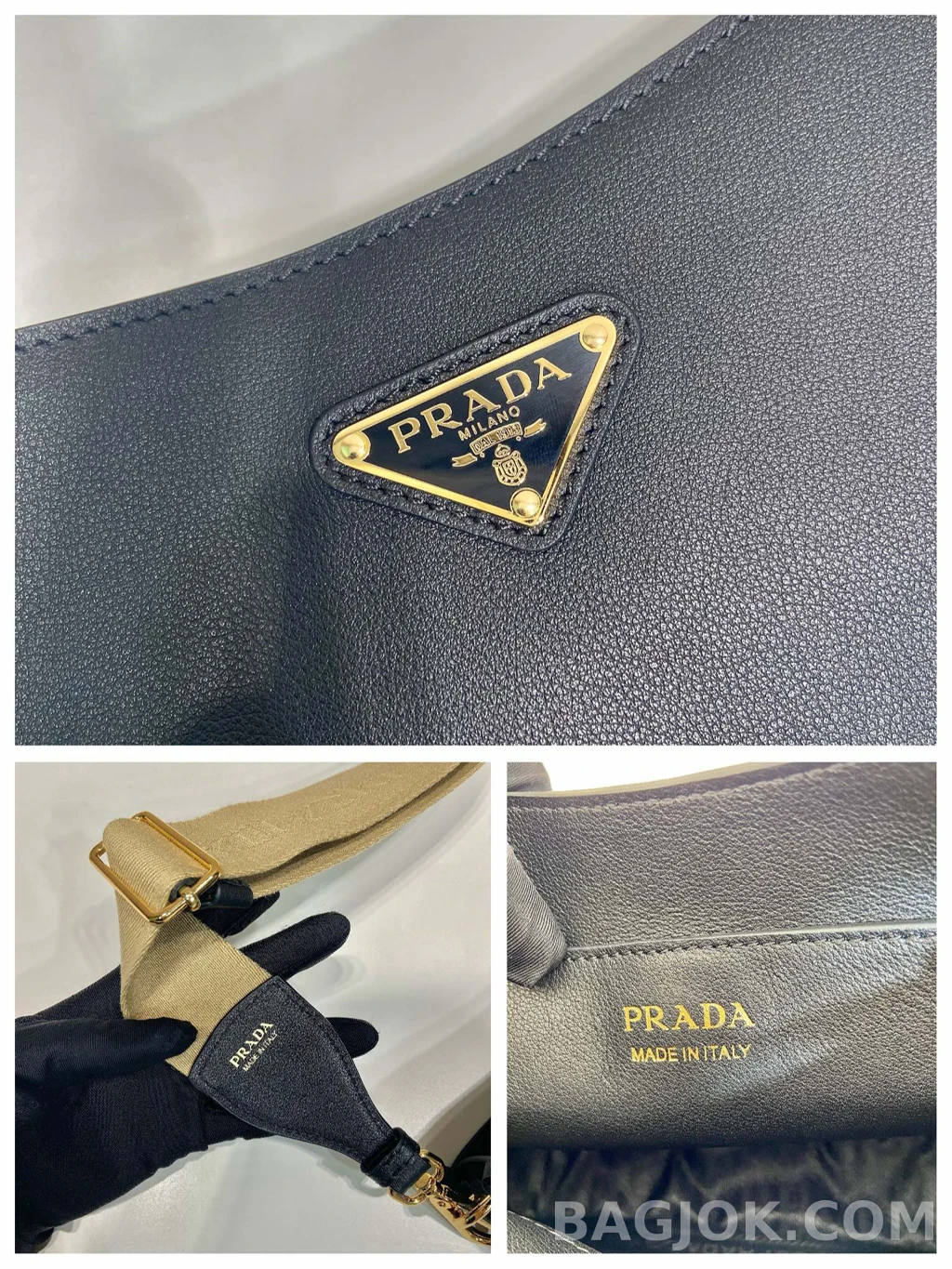 프라다 Prada 레더 크로스바디 버킷백 상세 이미지