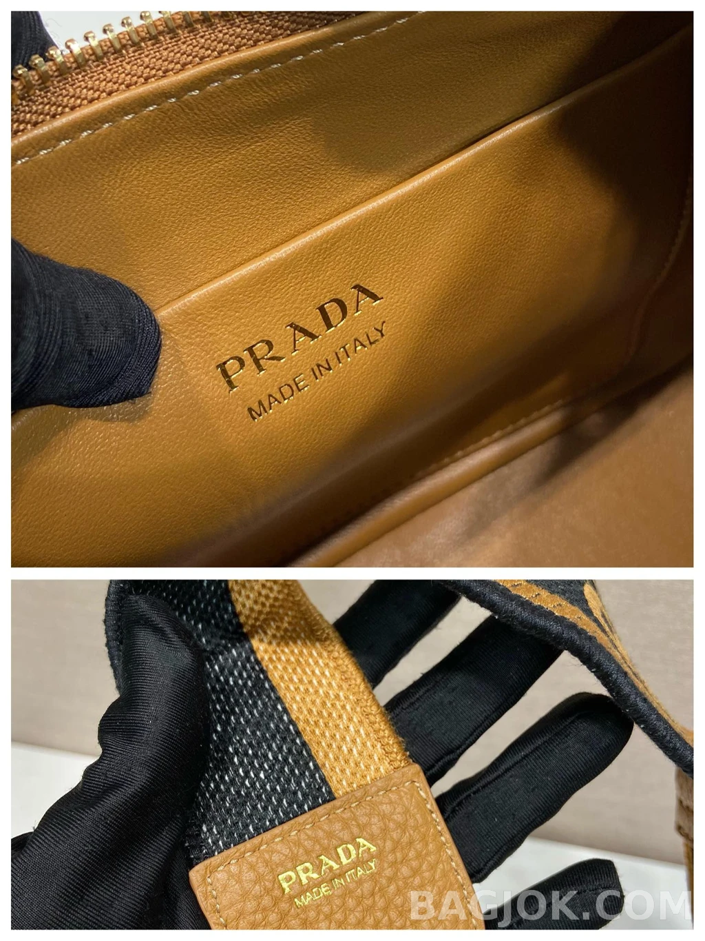 프라다 Prada 자카드 스트랩 그레인레더 숄더백 상세 이미지