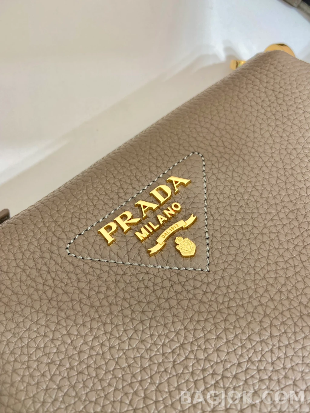 프라다 Prada 자카드 스트랩 디어그레인 레더 트리플 컴파트먼트 숄더백 상세 이미지