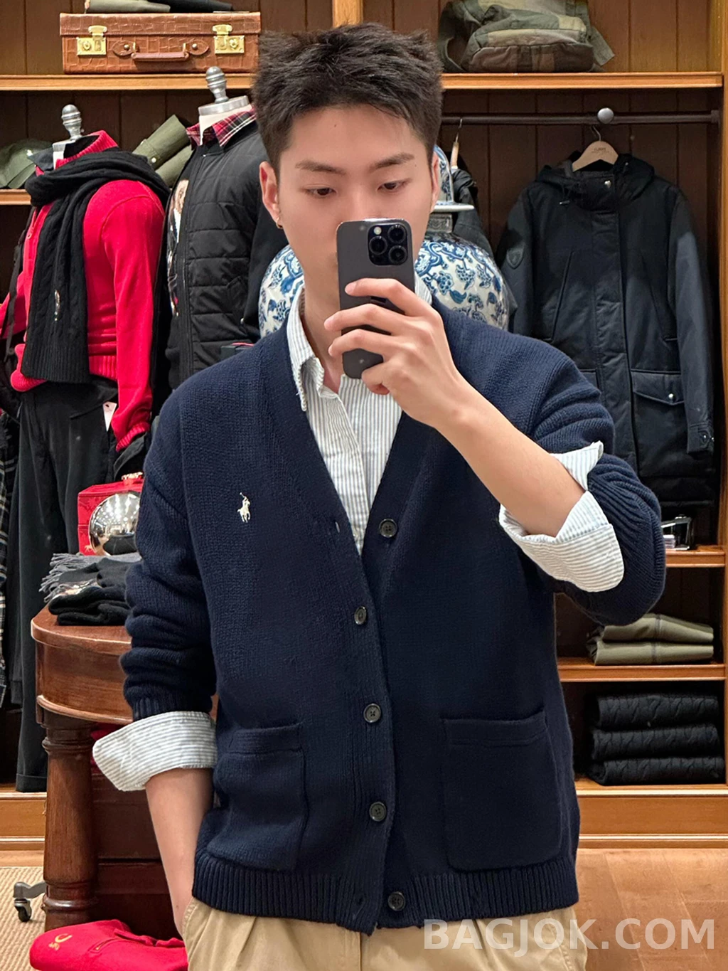 랄프로렌 랄프로렌 V넥 코튼 가디건 상세 이미지