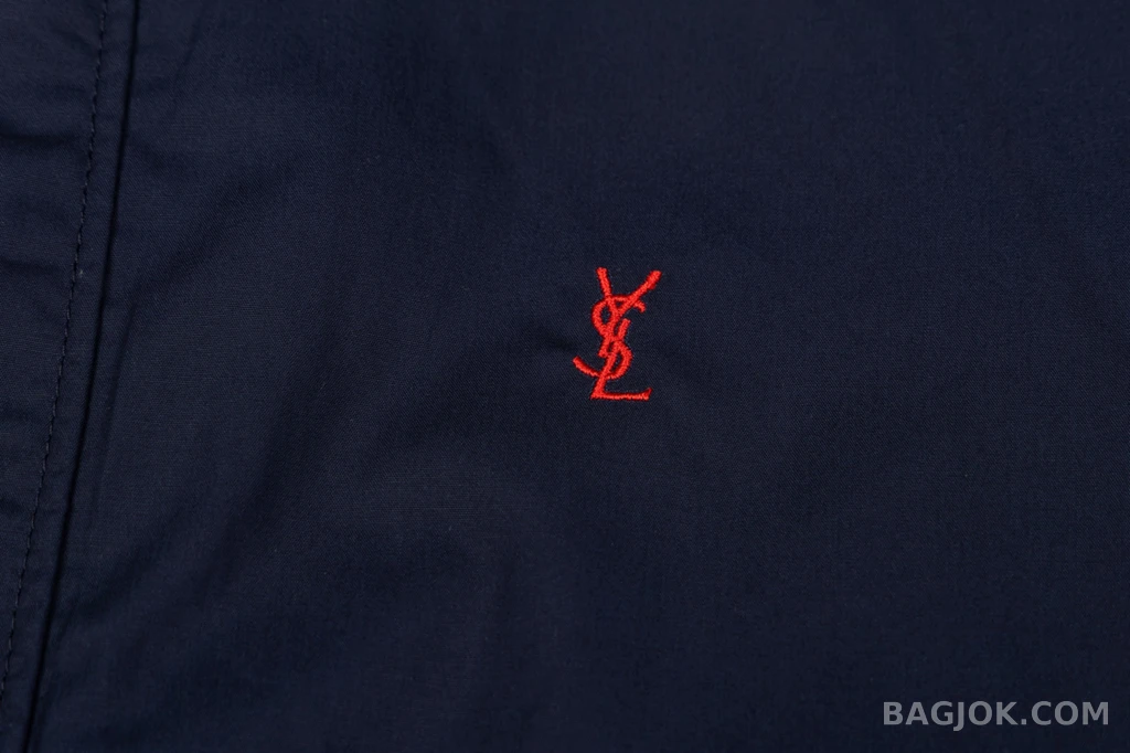 생로랑 로랑 배색 카라 스냅 재킷 상세 이미지