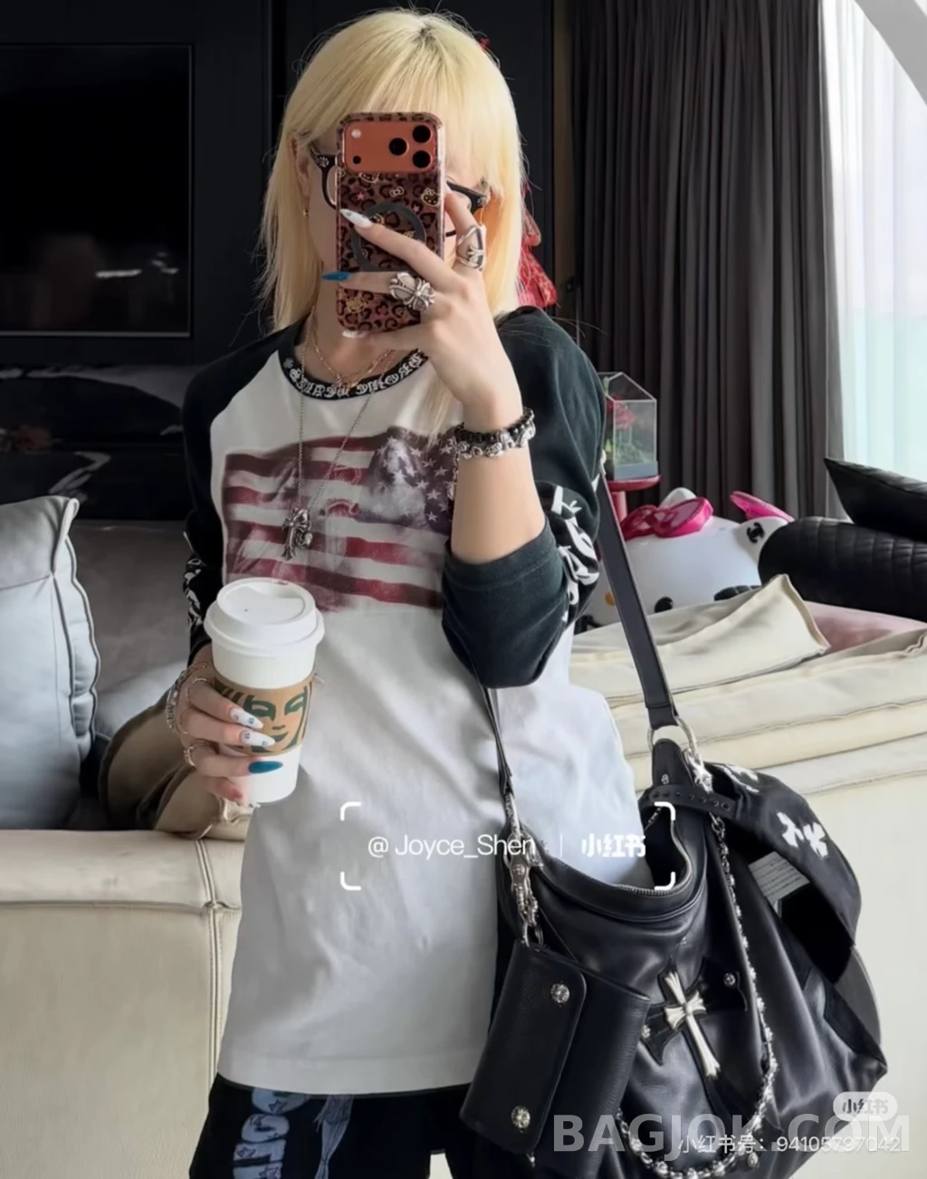 크롬하츠 크롬하츠 성조기 래글런 긴팔티 상세 이미지