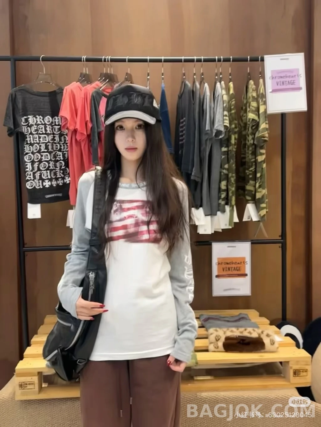 크롬하츠 크롬하츠 성조기 래글런 긴팔티 상세 이미지