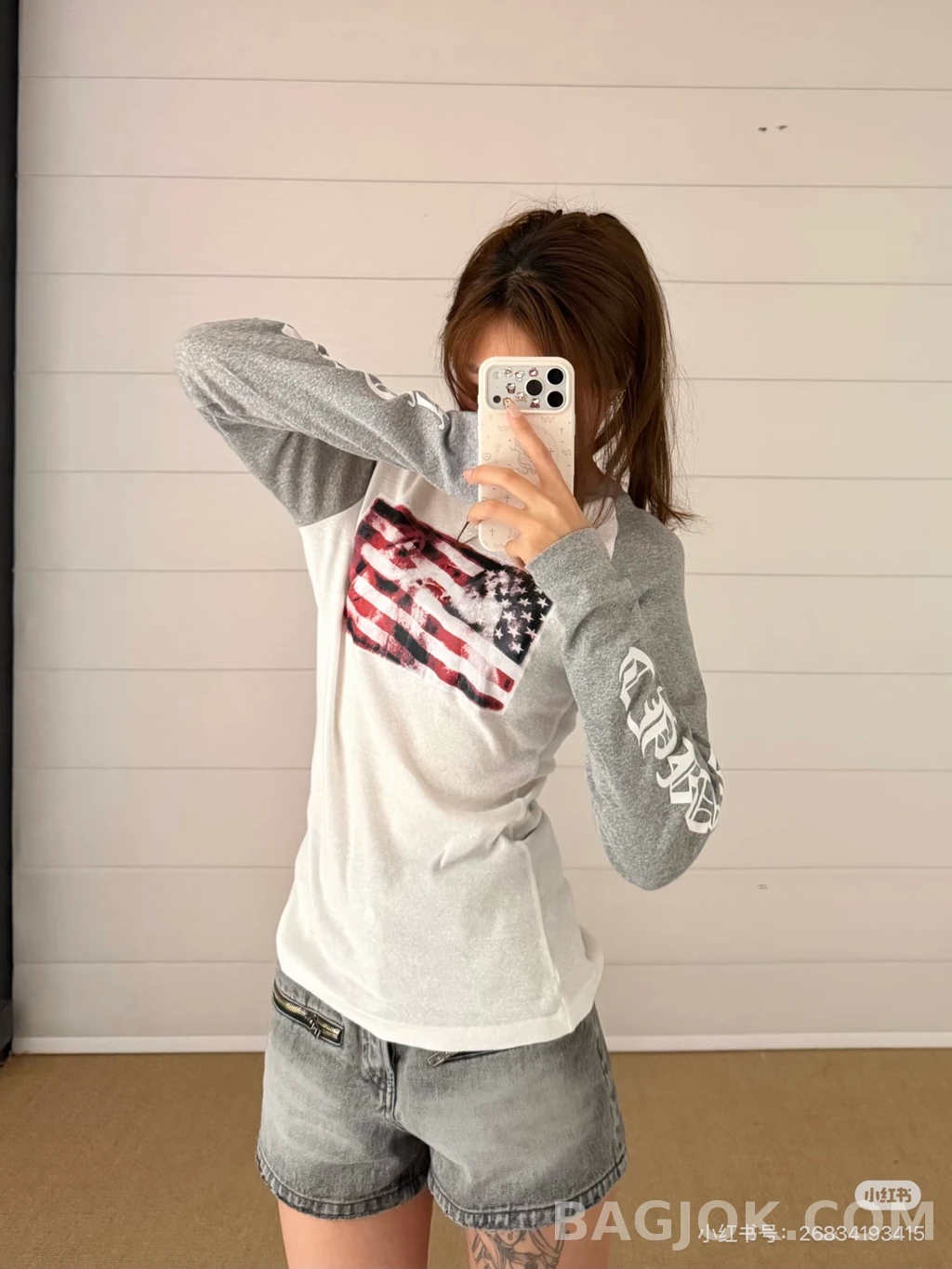 크롬하츠 크롬하츠 성조기 래글런 긴팔티 상세 이미지