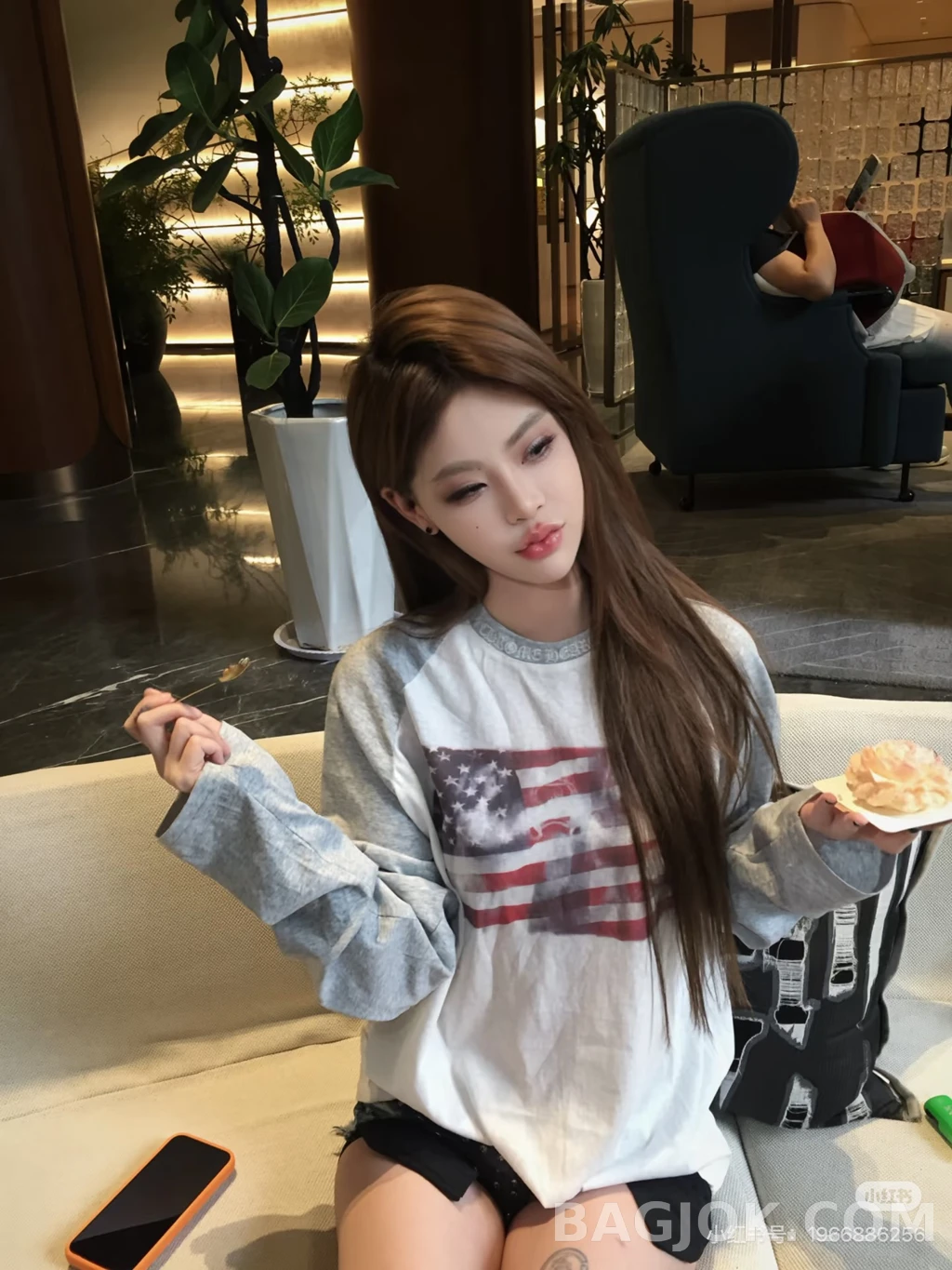 크롬하츠 크롬하츠 성조기 래글런 긴팔티 상세 이미지