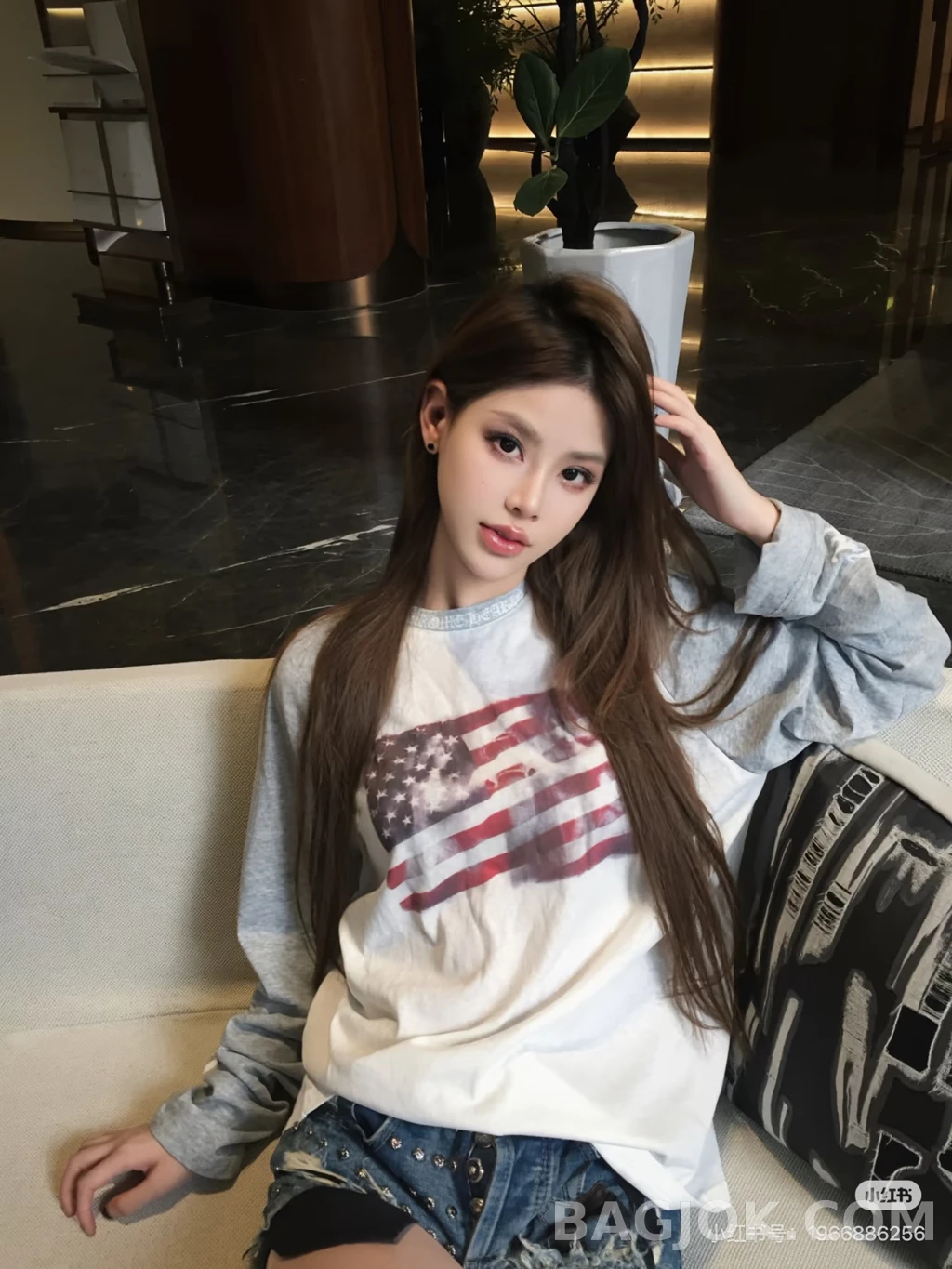 크롬하츠 크롬하츠 성조기 래글런 긴팔티 상세 이미지