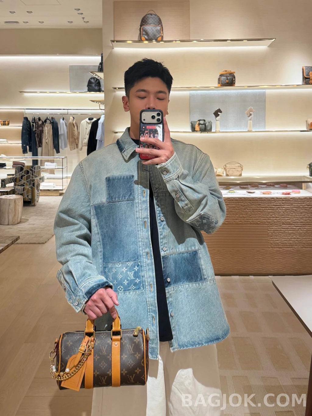 루이비통 루이비통 워싱 데님 패치워크 오버셔츠 상세 이미지
