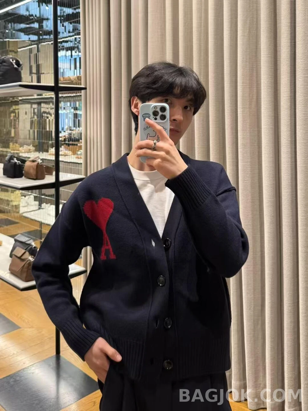 아미 아미 하트 로고 가디건 상세 이미지
