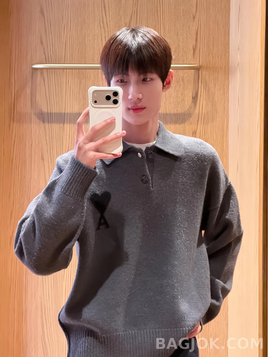아미 아미 하트 로고 니트 폴로 상세 이미지