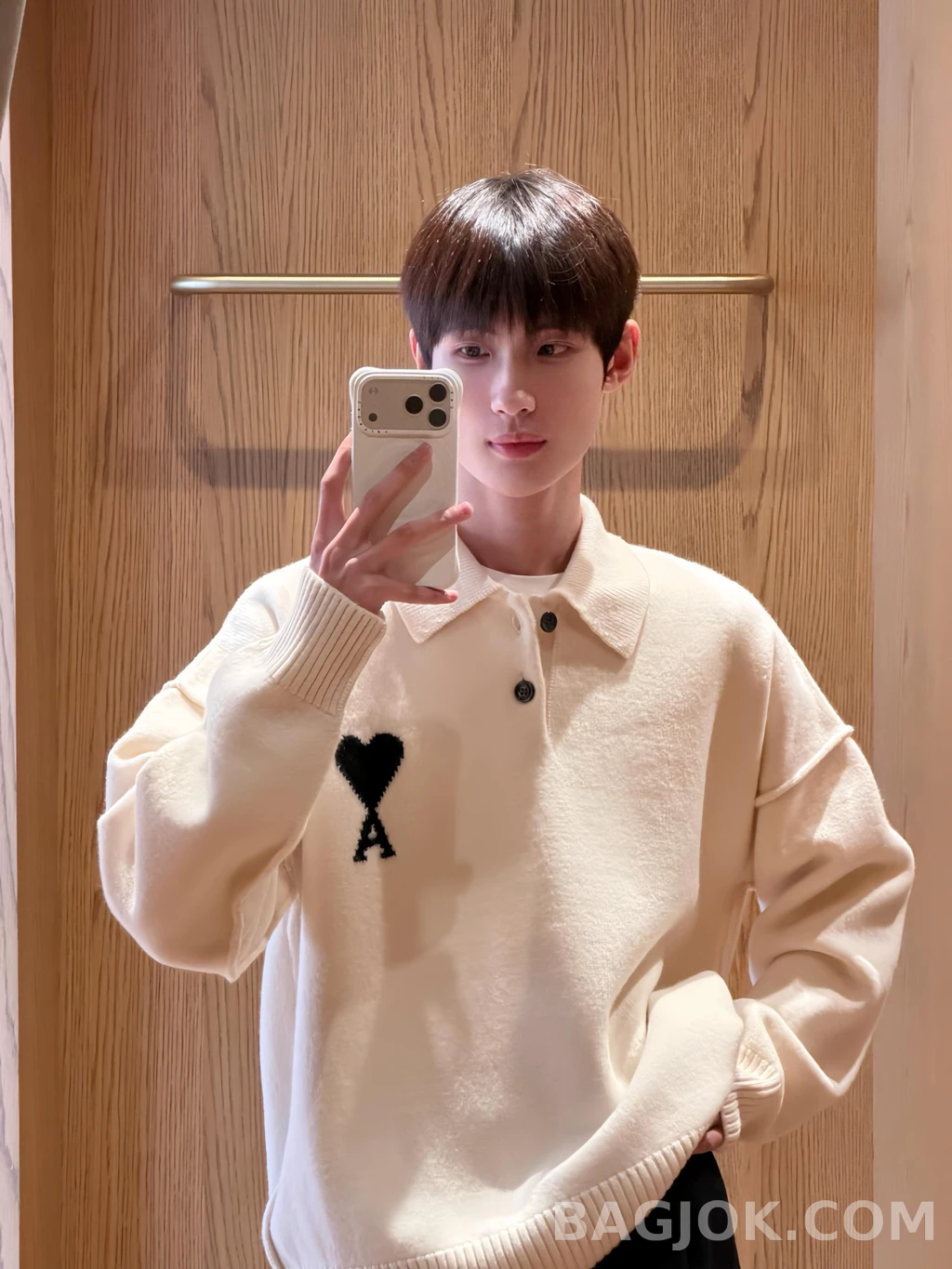 아미 아미 하트 로고 니트 폴로 상세 이미지