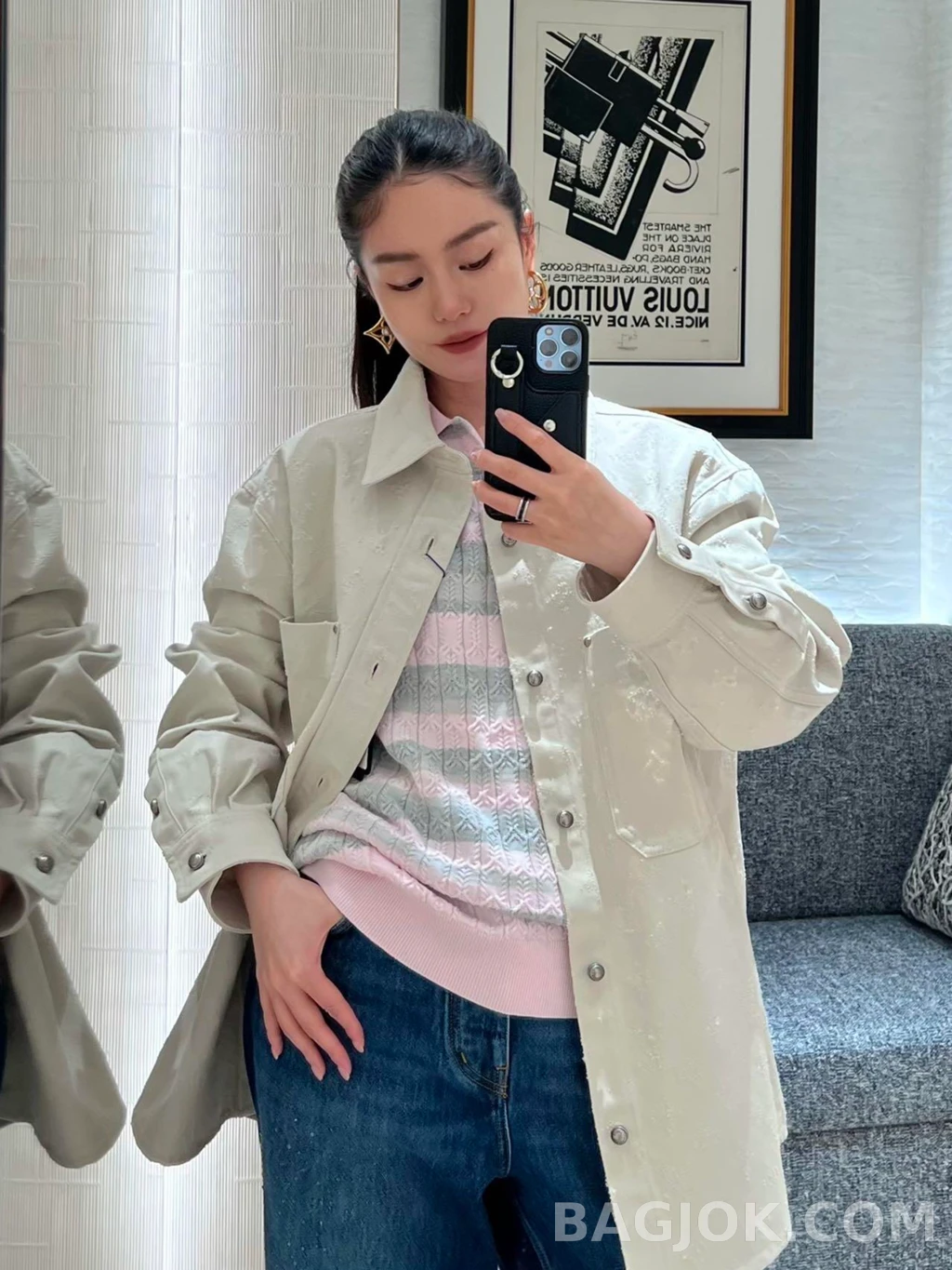 루이비통 루이비통 모노그램 데님 셔츠 상세 이미지