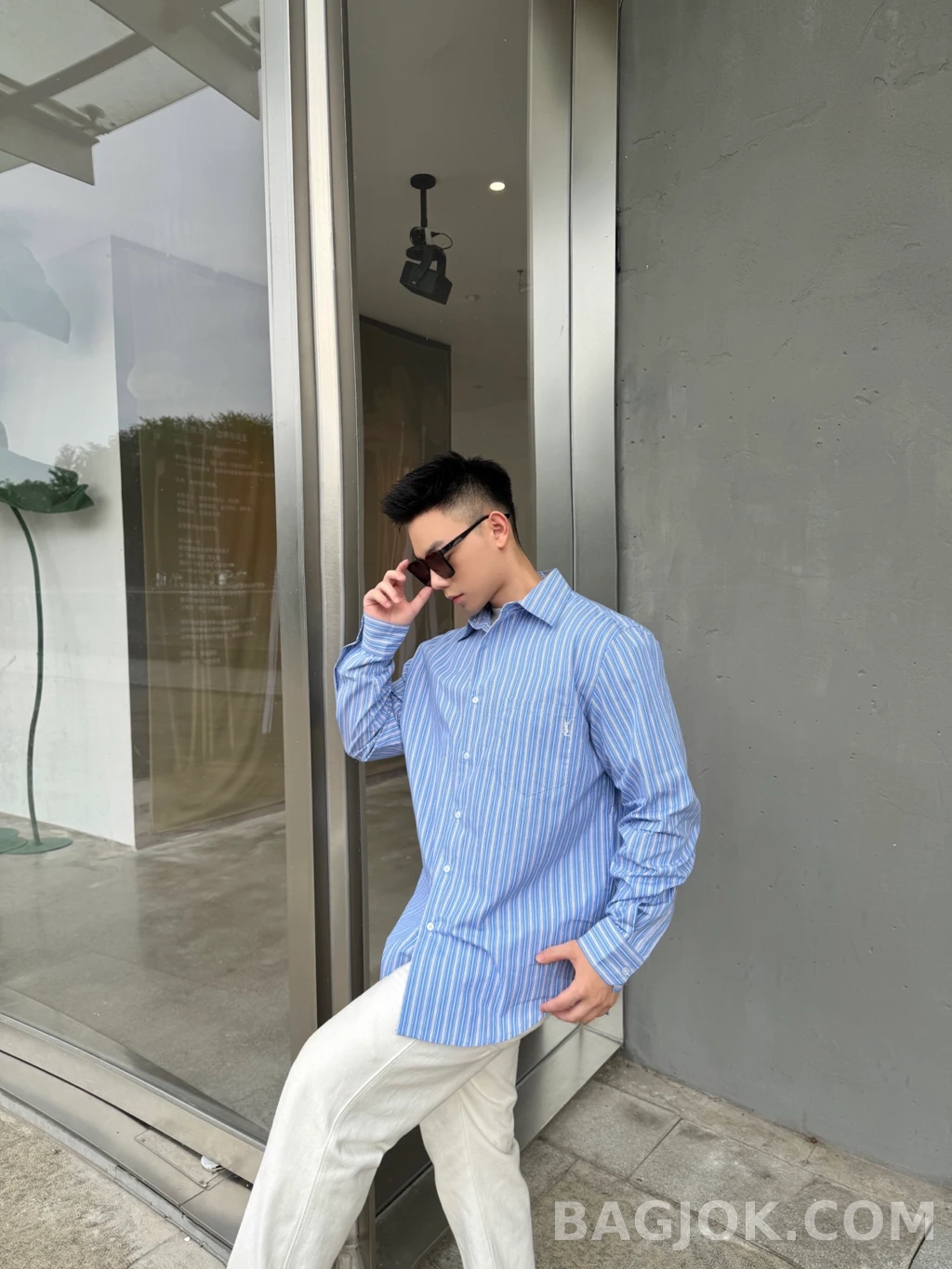 생로랑 생로랑 스트라이프 셔츠 상세 이미지