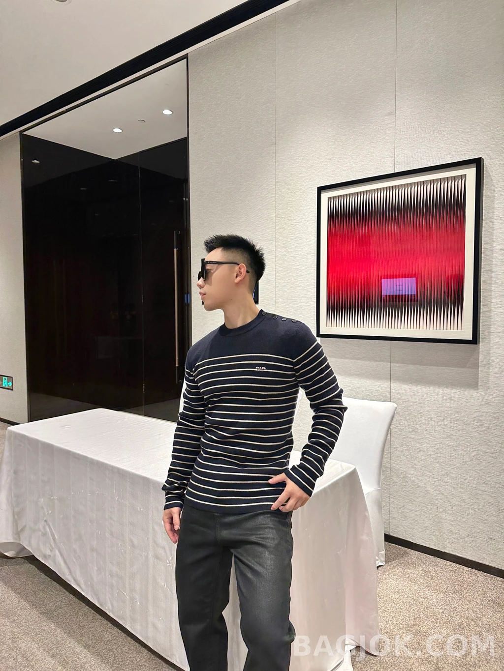 프라다 프라다 스트라이프 니트 상세 이미지