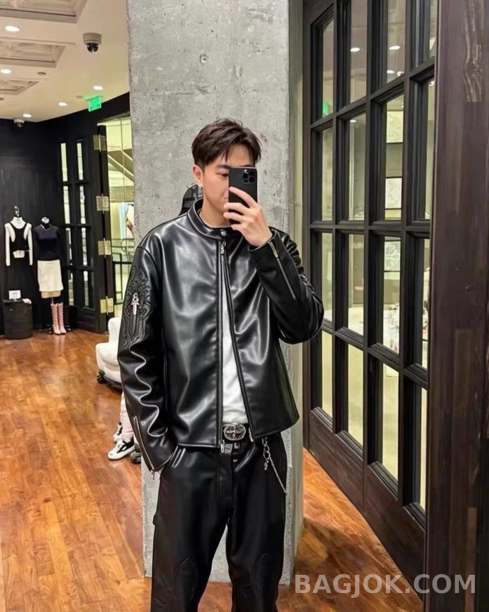 크롬하츠 크롬하츠 스탠드넥 레더 재킷 상세 이미지