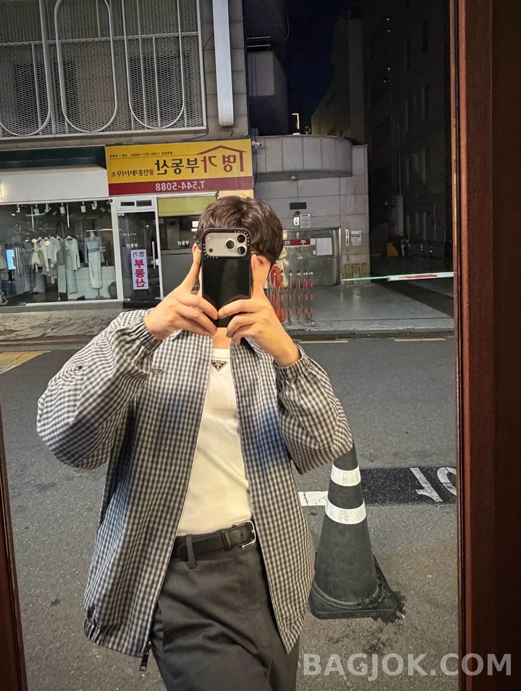 프라다 프라다 리버서블 체크 해링턴 상세 이미지