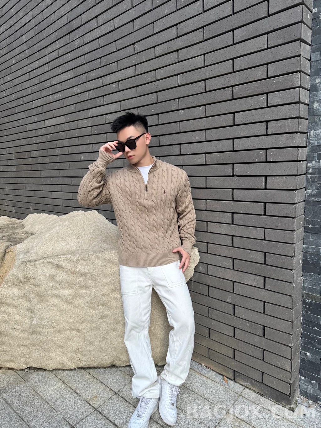 랄프로렌 랄프로렌 꽈배기 하프 집업 상세 이미지