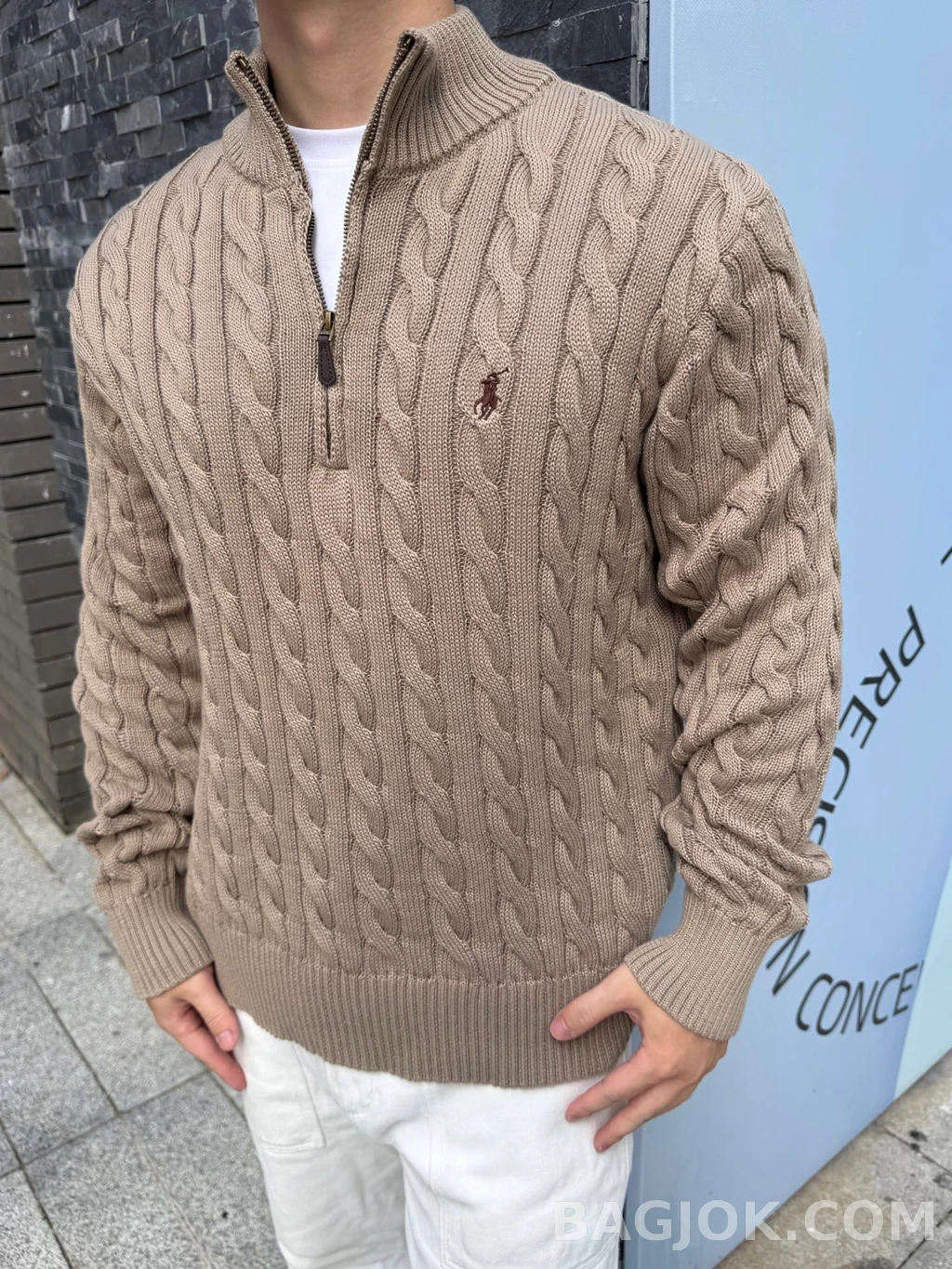 랄프로렌 랄프로렌 꽈배기 하프 집업 상세 이미지