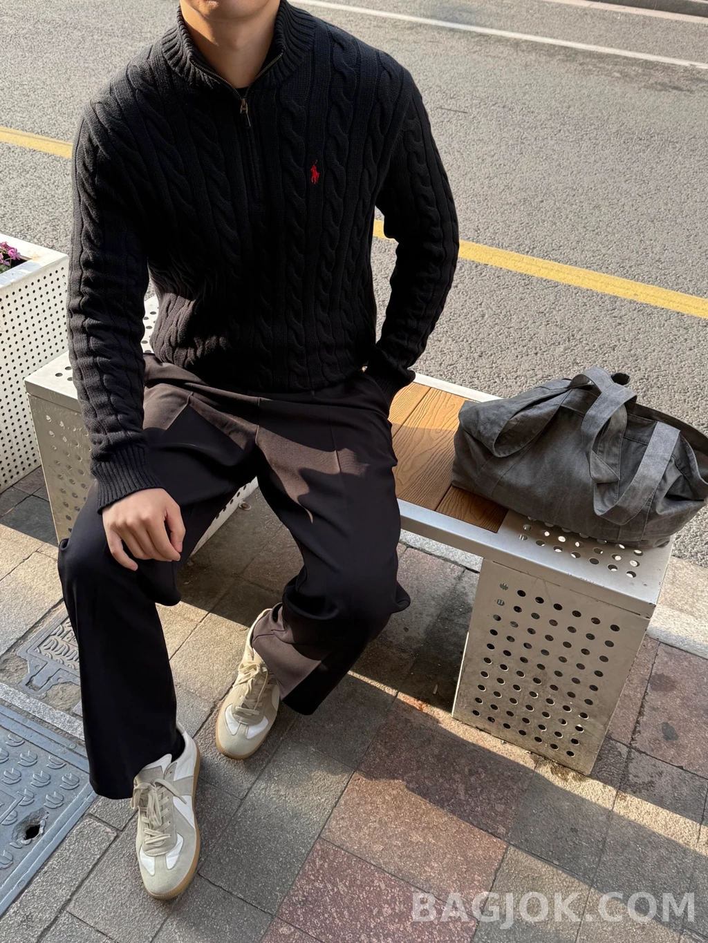 랄프로렌 랄프로렌 꽈배기 하프 집업 상세 이미지