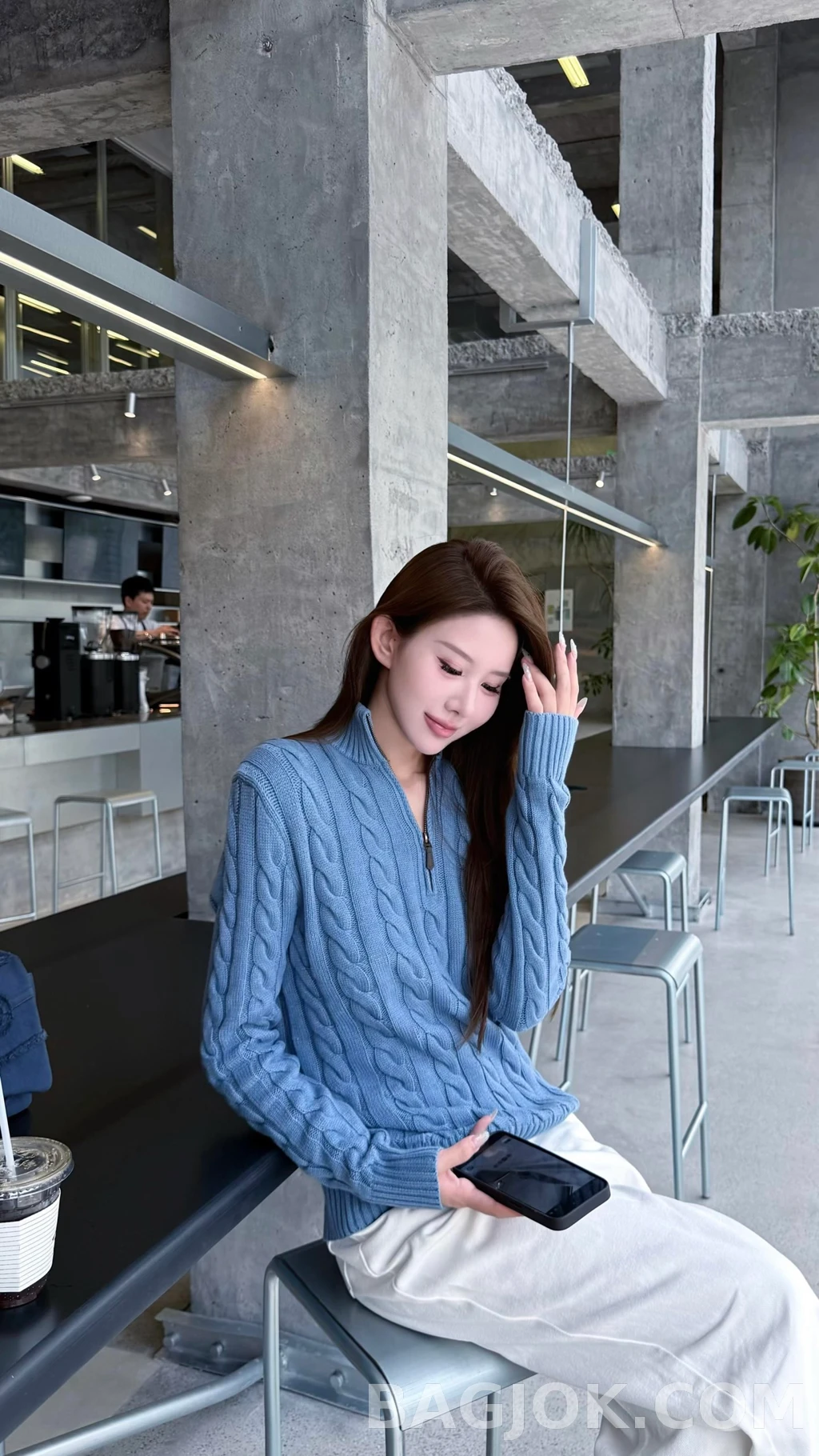 랄프로렌 랄프로렌 꽈배기 하프 집업 상세 이미지