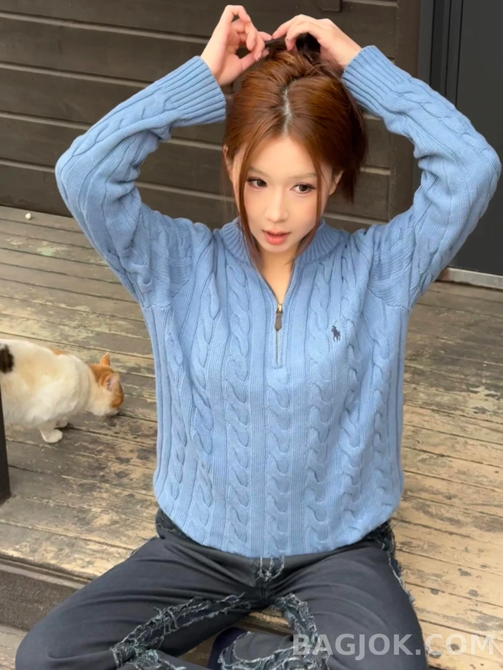 랄프로렌 랄프로렌 꽈배기 하프 집업 상세 이미지