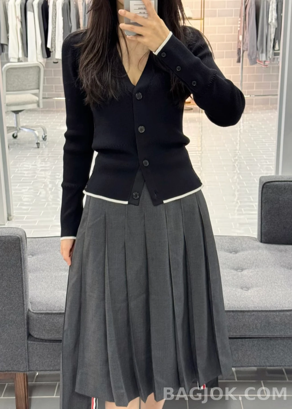 톰브라운 톰브라운 플리츠 롱스커트 상세 이미지
