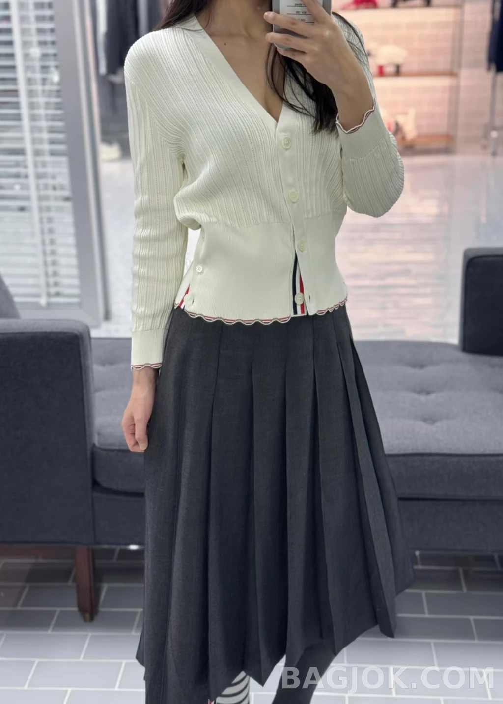 톰브라운 톰브라운 플리츠 롱스커트 상세 이미지