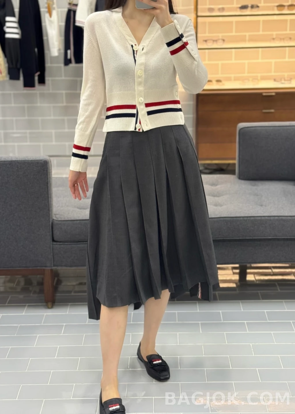 톰브라운 톰브라운 플리츠 롱스커트 상세 이미지