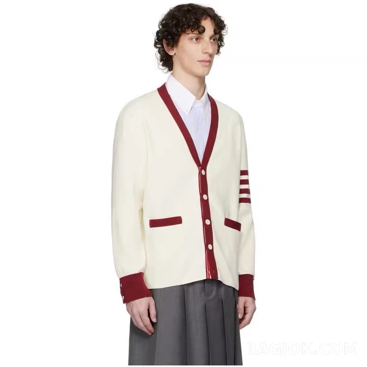 톰브라운 톰브라운 배색 가디건 상세 이미지