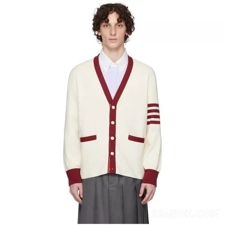 톰브라운 톰브라운 배색 가디건 상세 이미지