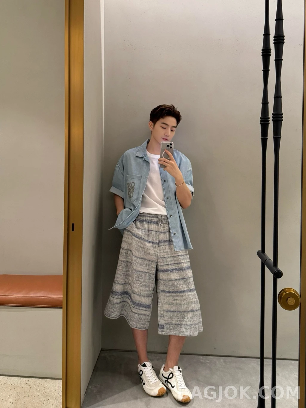로에베 로에베 반팔 애나그램 데님셔츠 상세 이미지