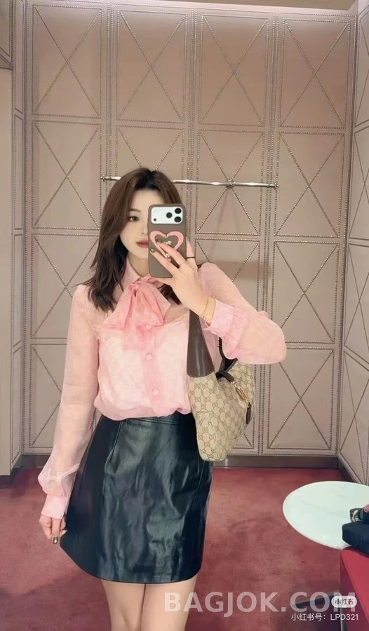 구찌 구찌 모노그램 보우 셔츠 상세 이미지