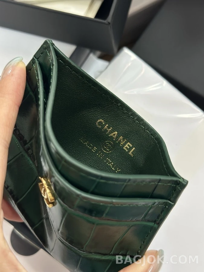 샤넬 샤넬 크로코 카드 홀더 에메랄드 상세 이미지